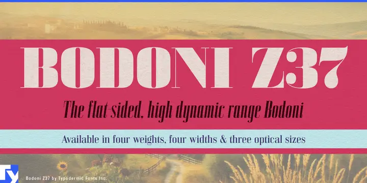 Muestra de la tipografía Bodoni Z37