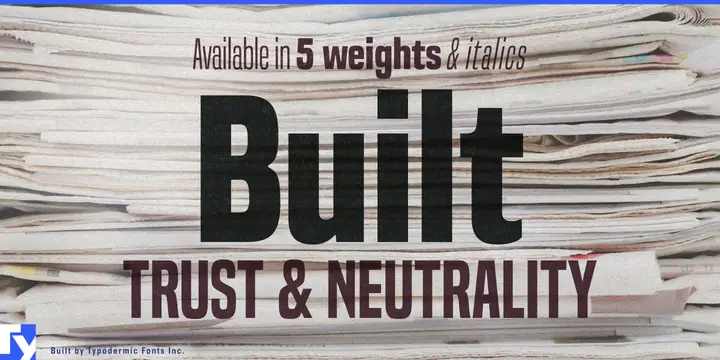Built typeface specimen